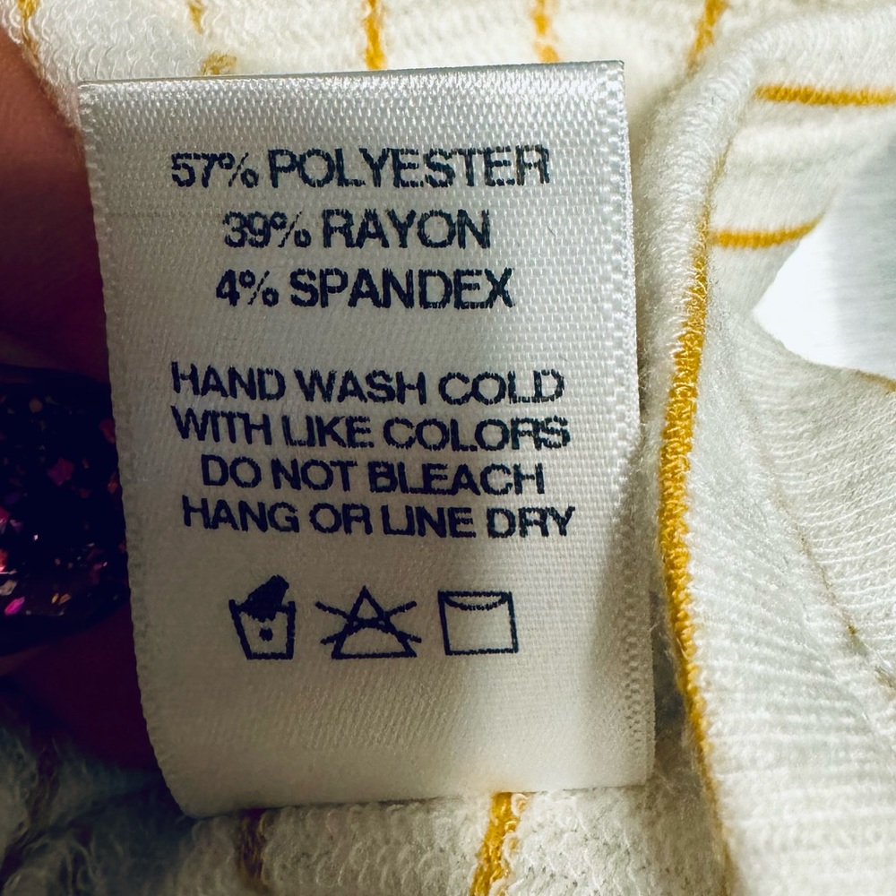 Sadie & Sage Canary & Cream Waffle Tie Tank Cami Gold Stripe SZ LARGE NEW! - Picture 9 of 13
